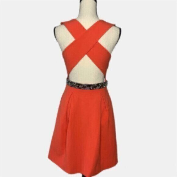 Rachel Roy Embellished Crisscross Open Back Mini Sheath Dress - Picture 4 of 15